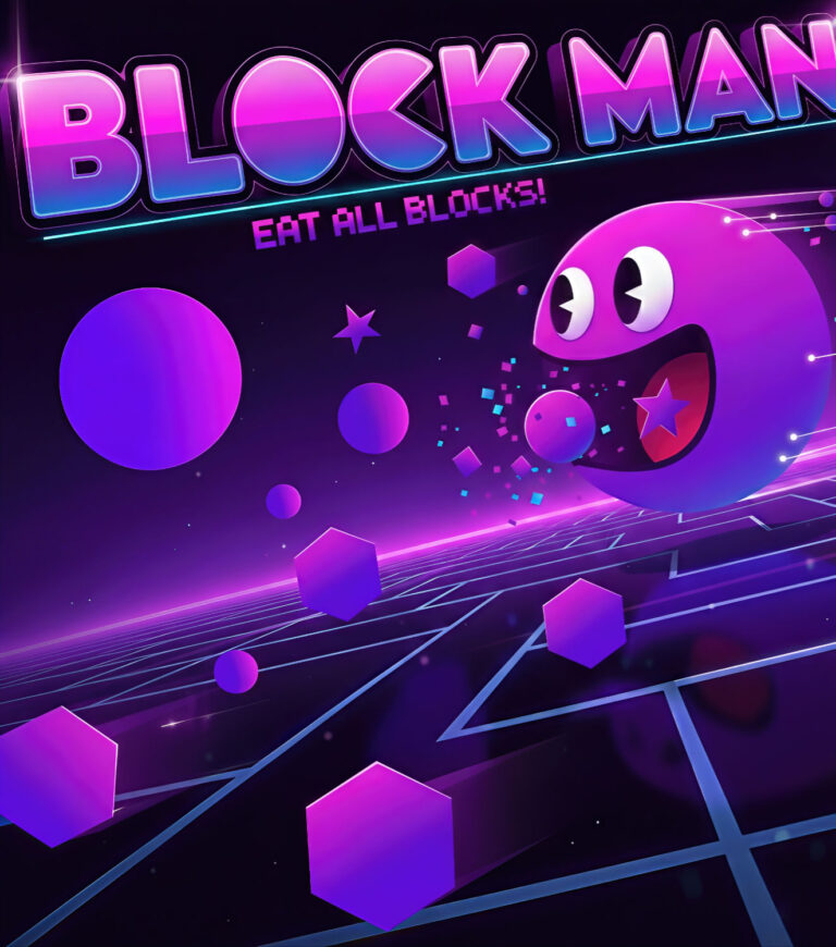 Retro Illustration Block Man – KI-generierte Grafik im Neonstil