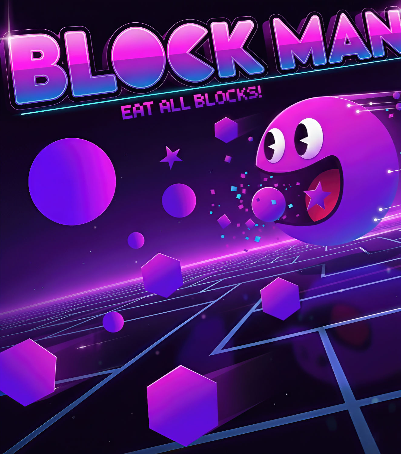 Retro Illustration Block Man – KI-generierte Grafik im Neonstil
